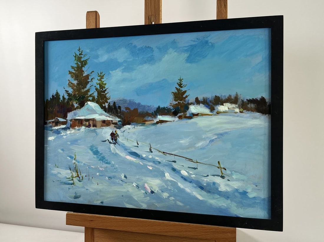 Oil painting Along the snowy path Yuriy Suprunchuk - 2