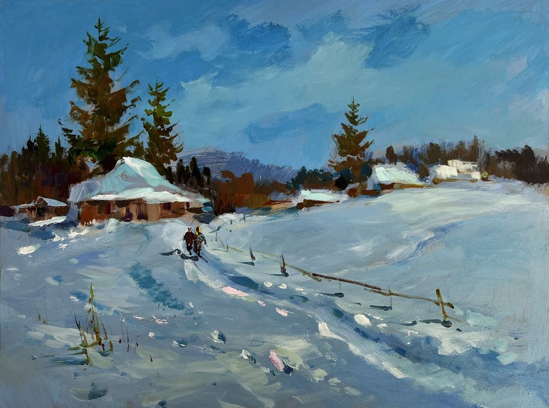 Oil painting Along the snowy path Yuriy Suprunchuk - 3