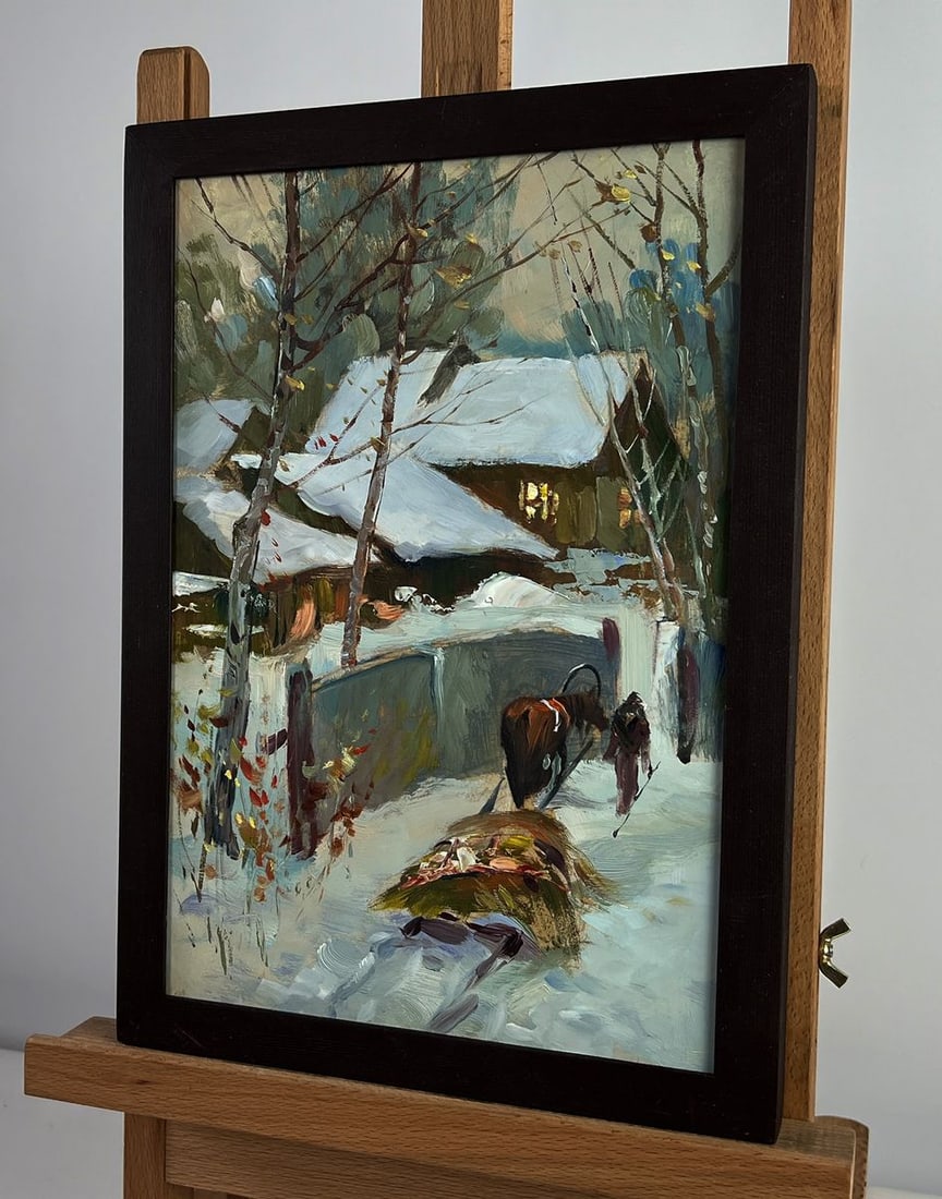 Oil painting Home on a winter evening Yuriy Suprunchuk - 2