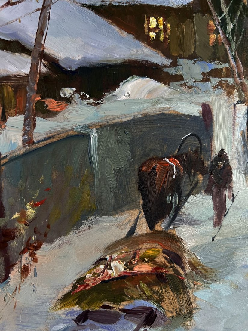 Oil painting Home on a winter evening Yuriy Suprunchuk - 6