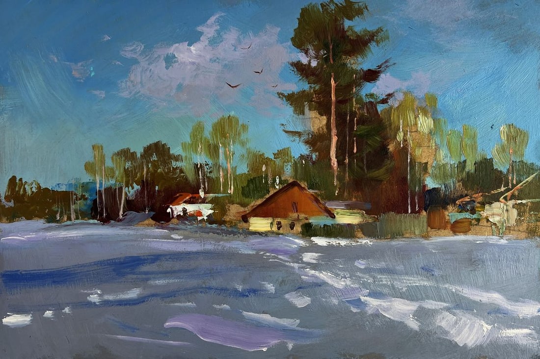 Oil painting Winter calm in the village Yuriy Suprunchuk - 3
