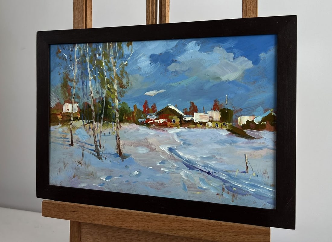 Oil painting Winter path leading home Yuriy Suprunchuk - 2