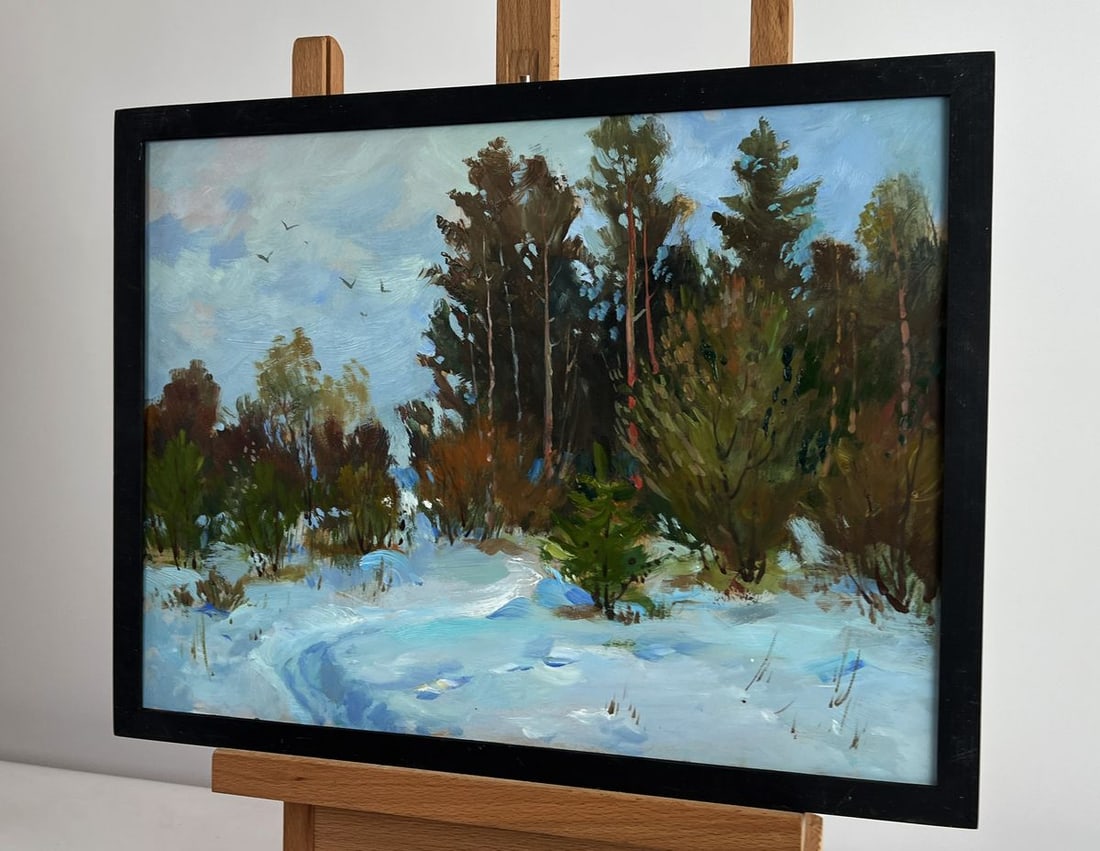 Oil painting Path in the winter forest Yuriy Suprunchuk - 2