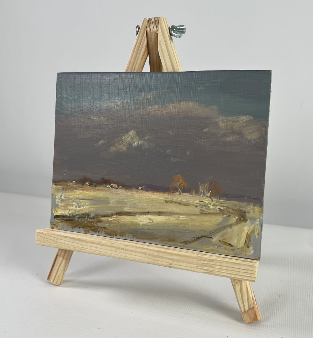 Oil painting Winter morning in the village Sergey Polyakov - 2