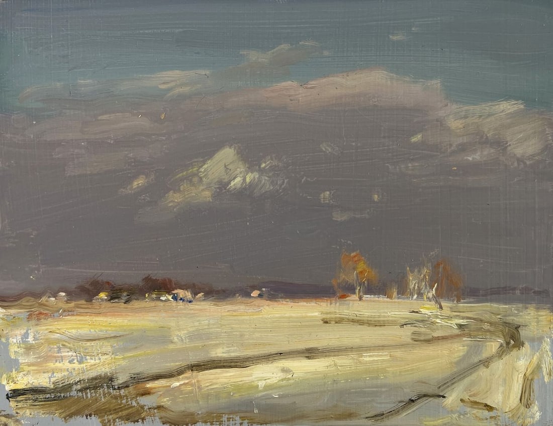 Oil painting Winter morning in the village Sergey Polyakov - 3