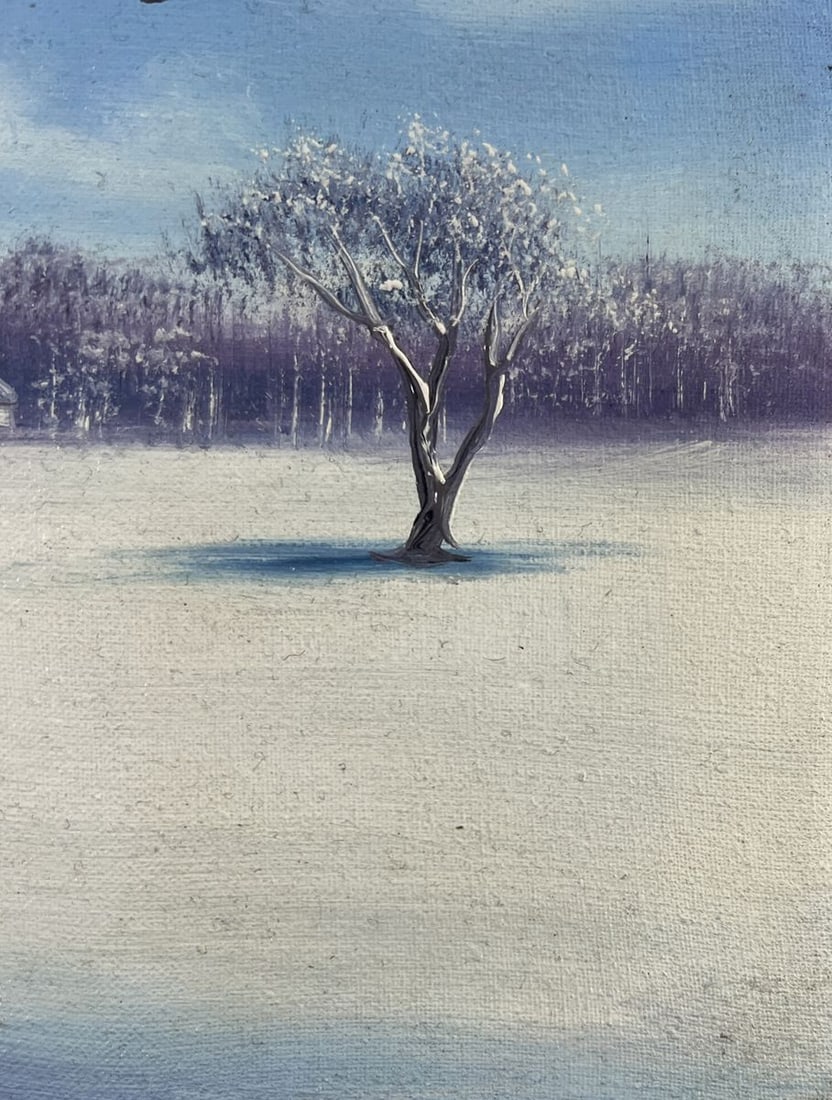 Oil painting Winter cold landscape at dawn Andrei Bagno - 7