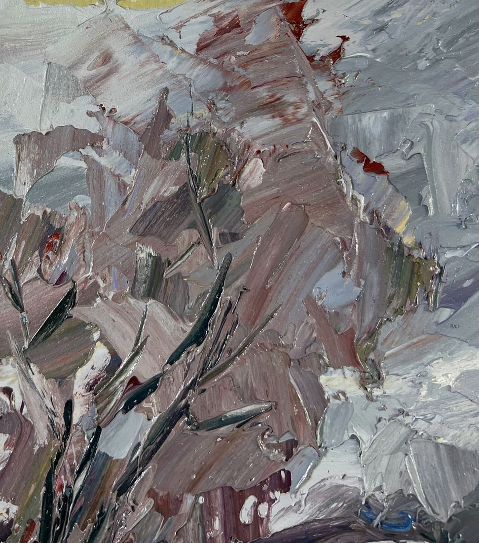 Oil painting River against the backdrop of snowy trees Boris Serdyuk - 5