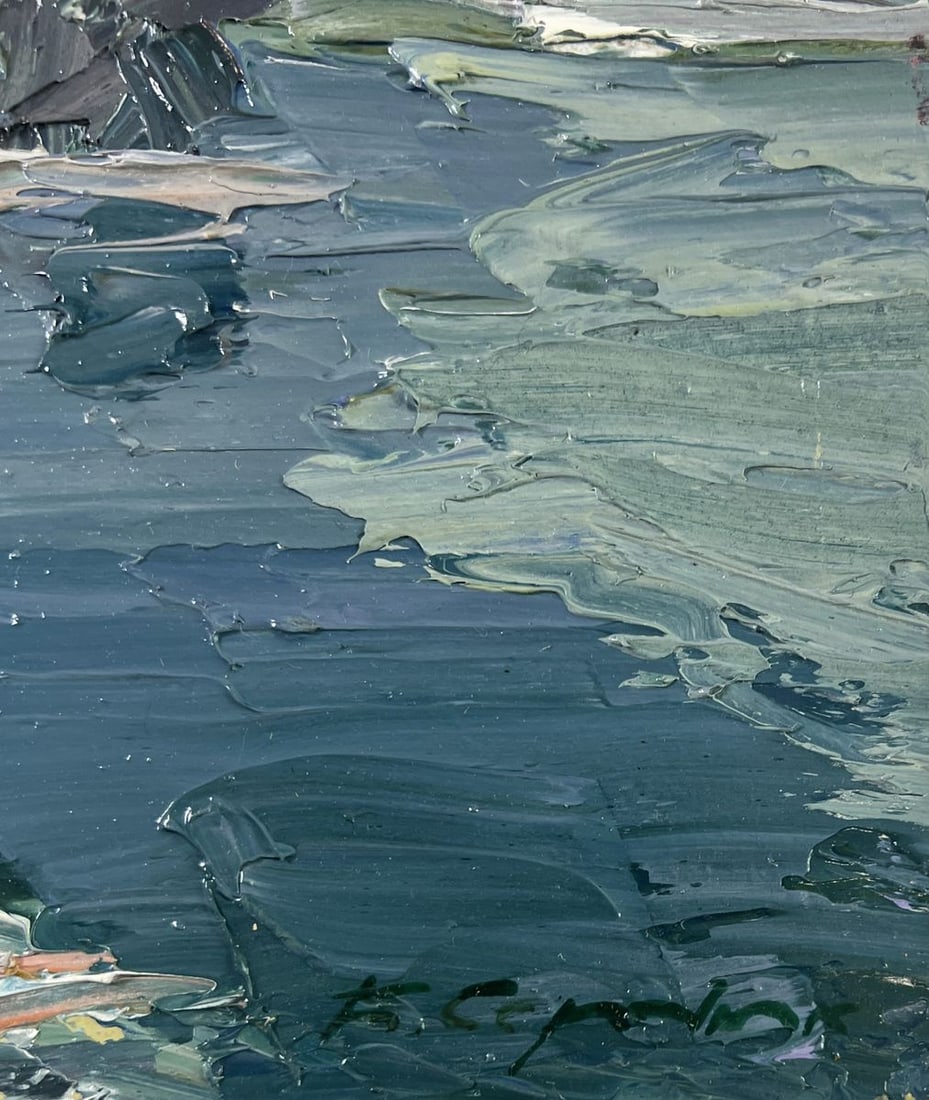 Oil painting River against the backdrop of snowy trees Boris Serdyuk - 8