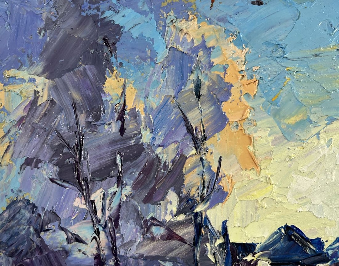 Oil painting Winter silence between trees and houses Boris Serdyuk - 7