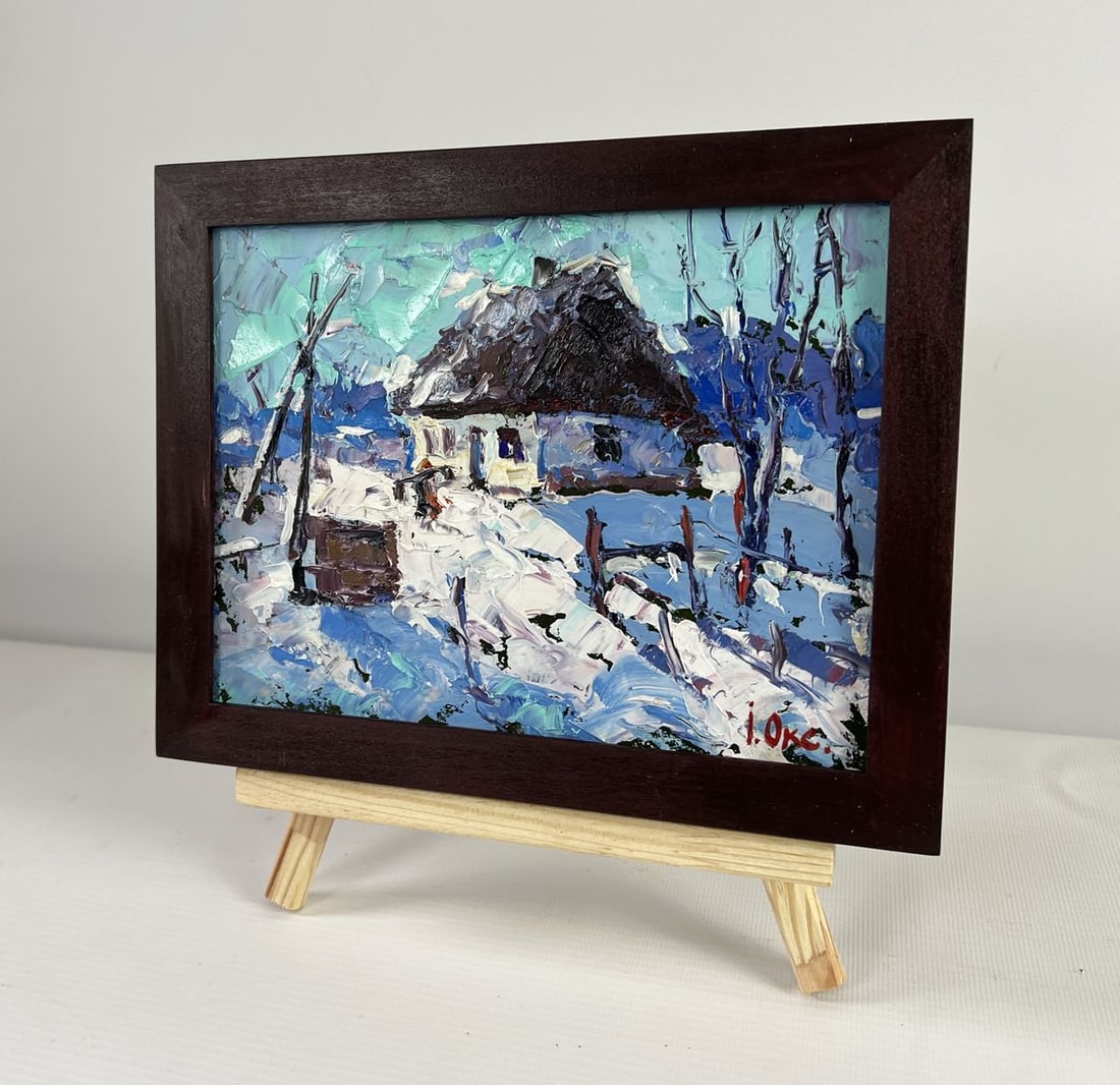 Oil painting The house sleeps in the snow Oksana Kalenyuk - 2