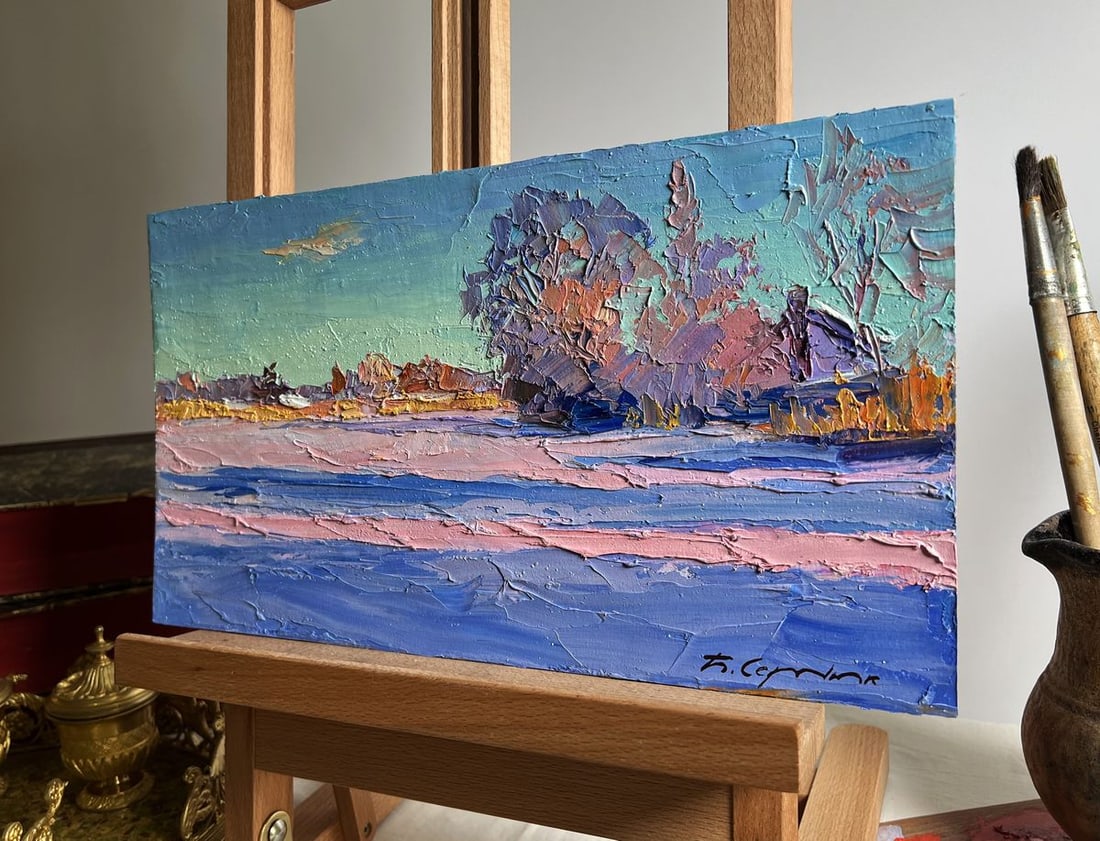 Oil painting Pink morning in winter Boris Serdyuk - 2