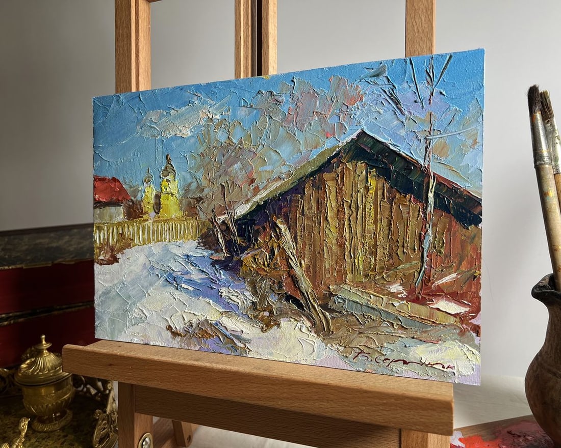 Oil painting It snowed in the city Boris Serdyuk - 2