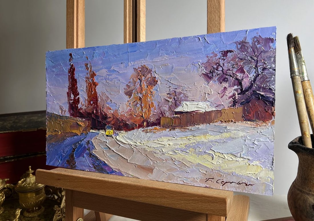Oil painting The street was covered with snow Boris Serdyuk - 2