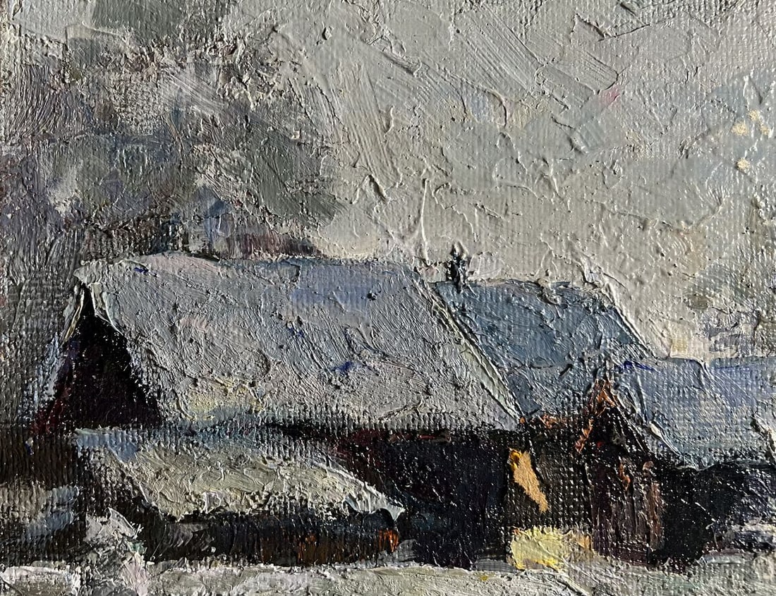 Oil painting Winter courtyard Boris Serdyuk - 4
