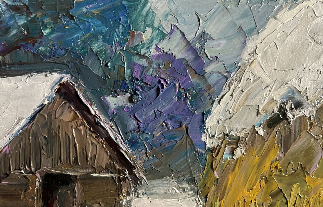 Oil painting Winter bustle in the yard Boris Serdyuk - 5