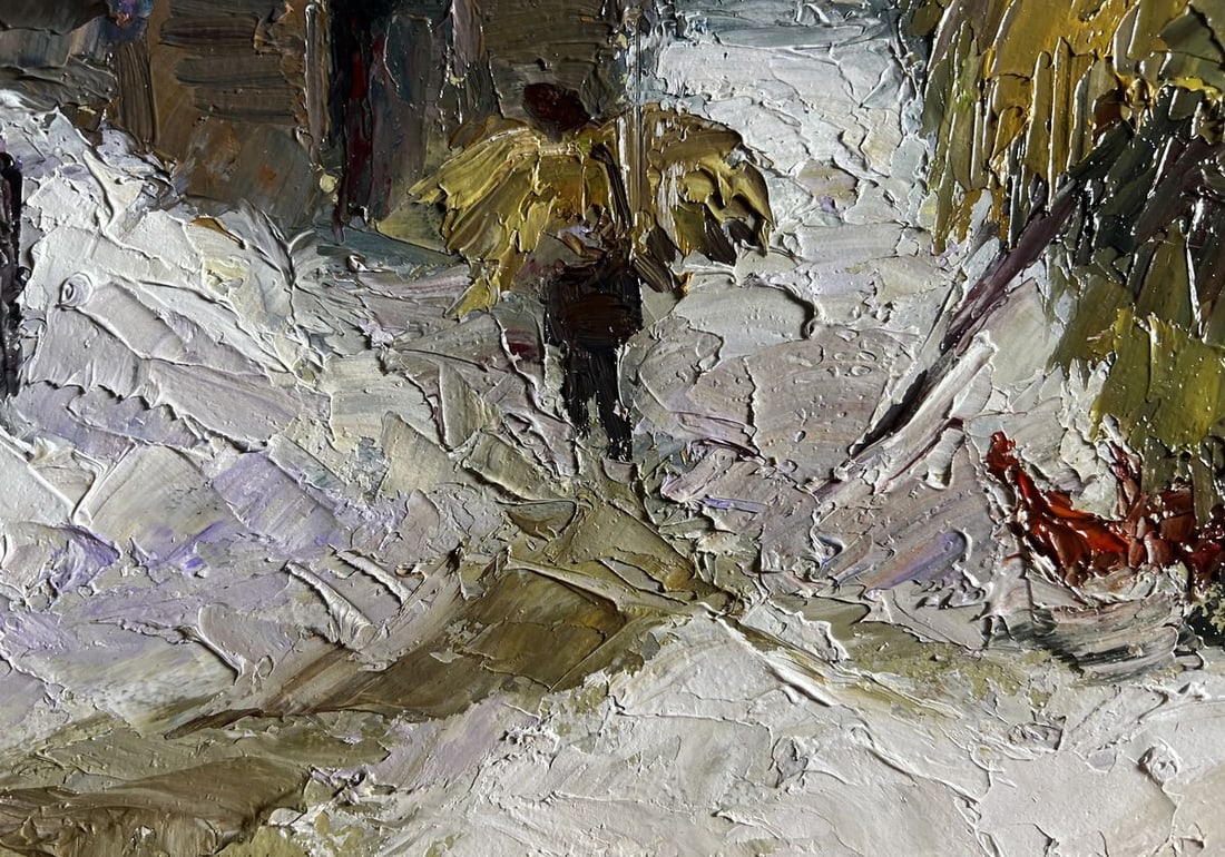 Oil painting Winter bustle in the yard Boris Serdyuk - 7