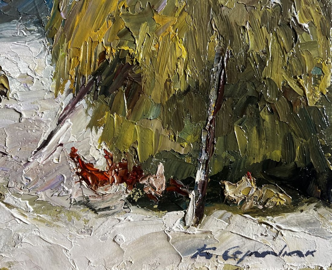 Oil painting Winter bustle in the yard Boris Serdyuk - 9