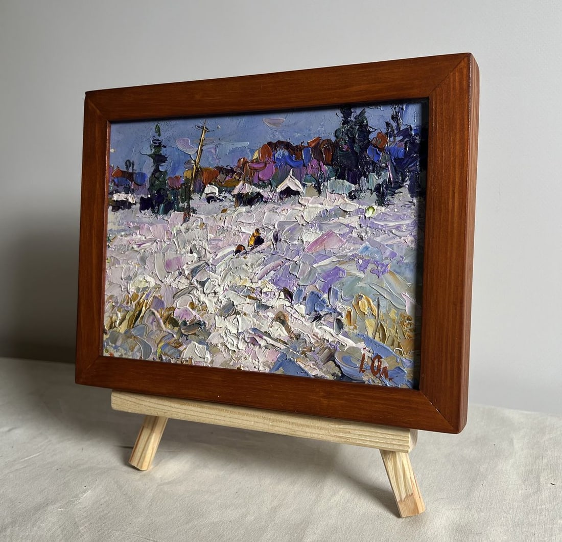 Oil painting Winter Road Home Alex Kalenyuk - 2