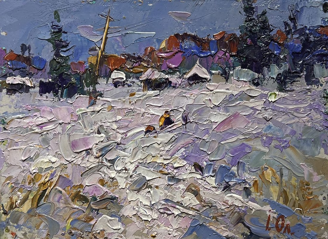 Oil painting Winter Road Home Alex Kalenyuk - 3