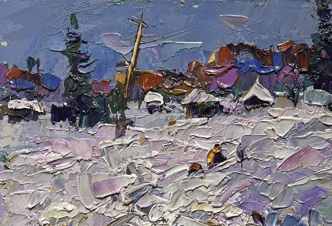 Oil painting Winter Road Home Alex Kalenyuk - 7
