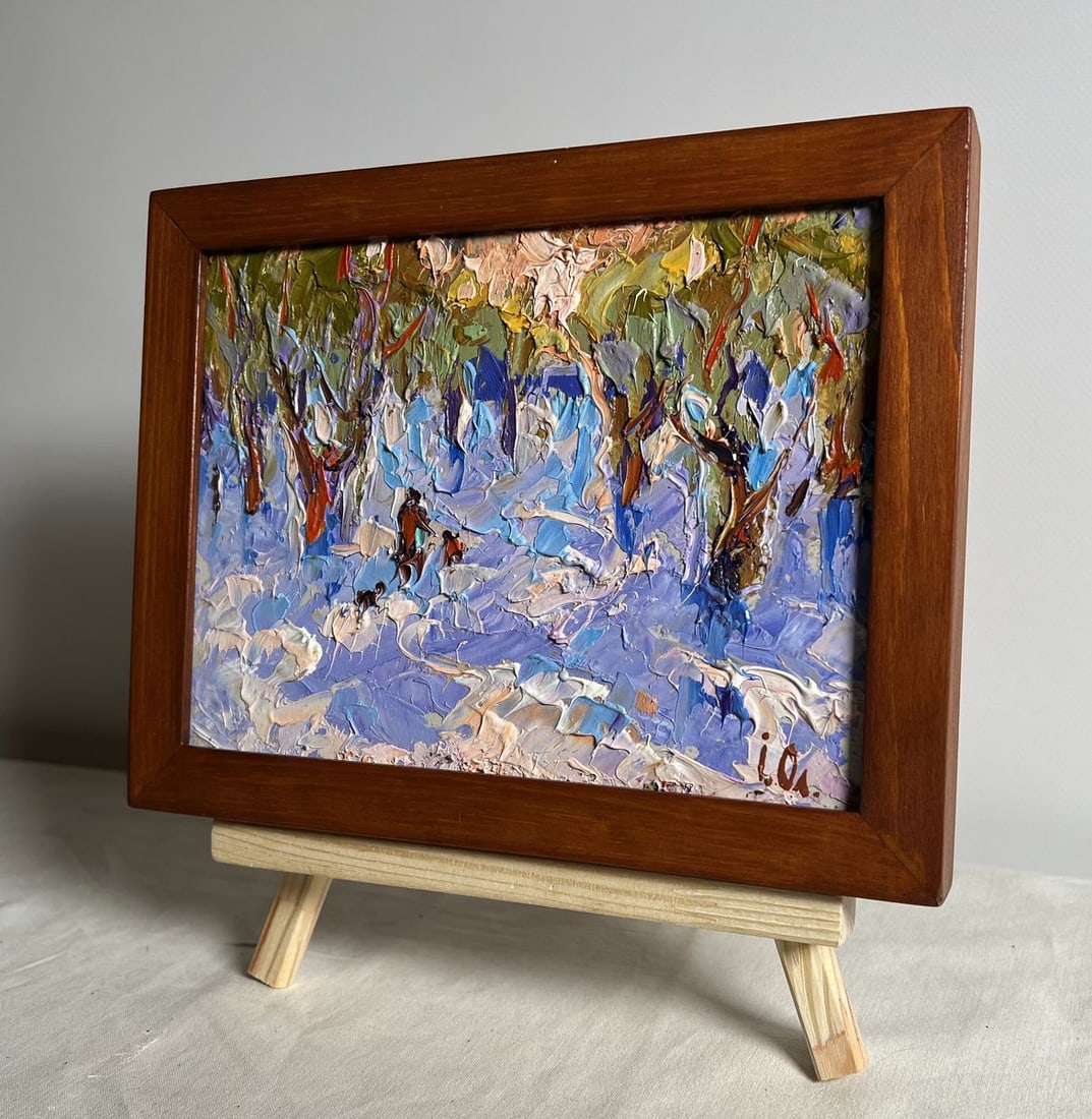 Oil painting In the winter forest park Alex Kalenyuk - 2