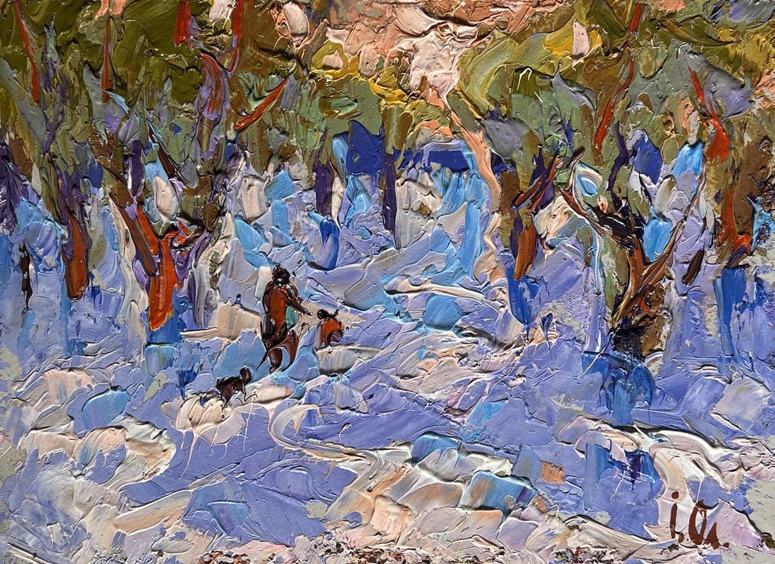 Oil painting In the winter forest park Alex Kalenyuk - 3