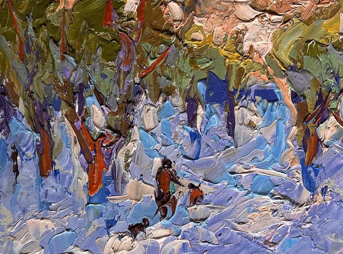 Oil painting In the winter forest park Alex Kalenyuk - 7