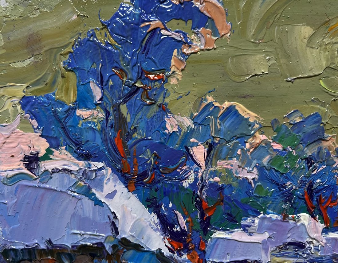 Oil painting Snowy village Oksana Kalenyuk - 4