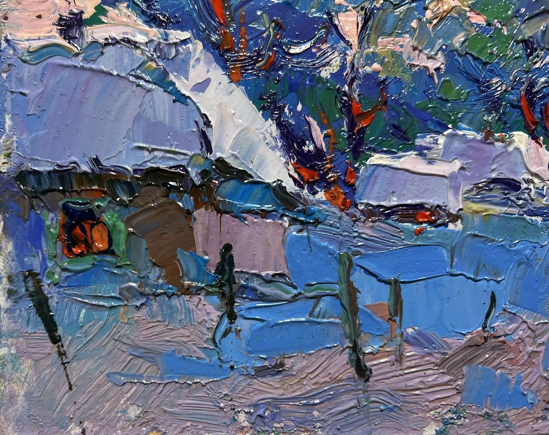 Oil painting Snowy village Oksana Kalenyuk - 5