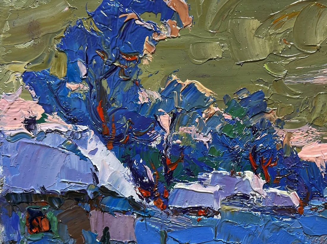 Oil painting Snowy village Oksana Kalenyuk - 7