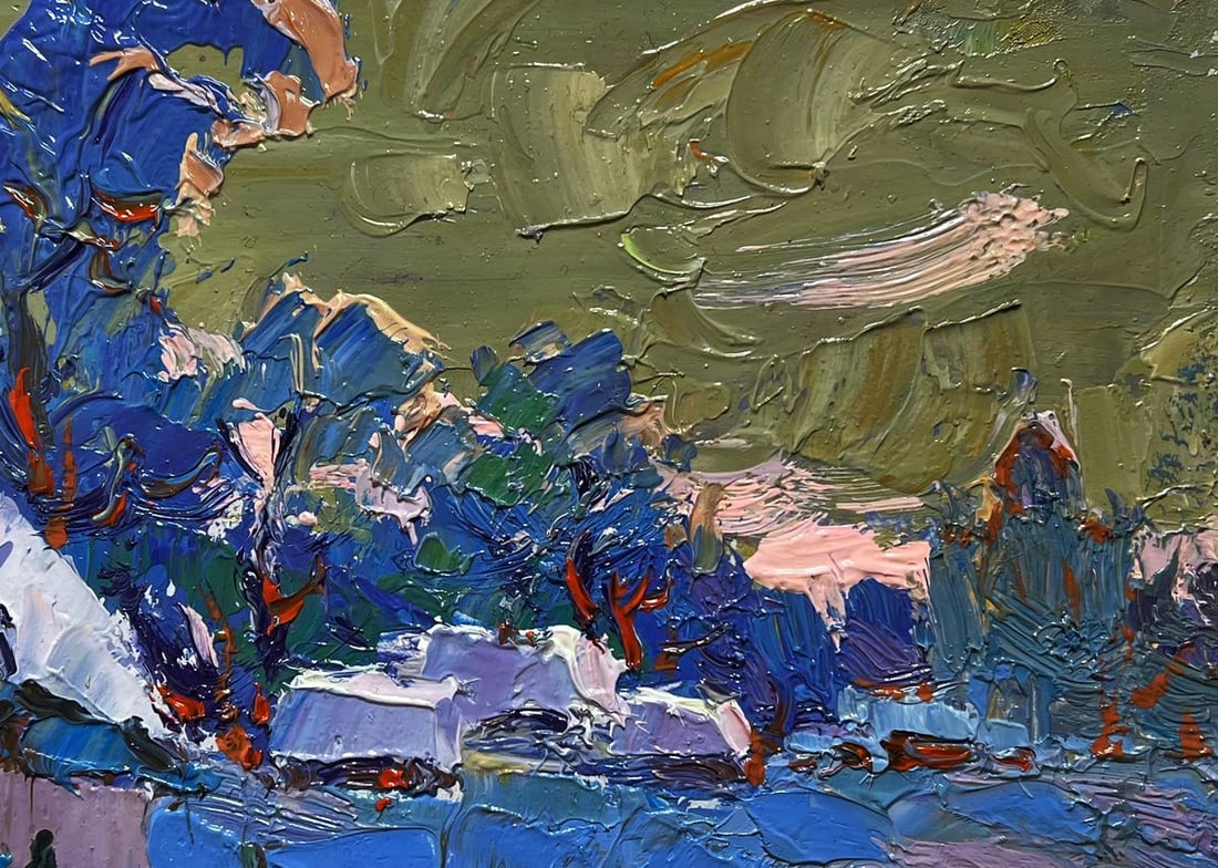 Oil painting Snowy village Oksana Kalenyuk - 8