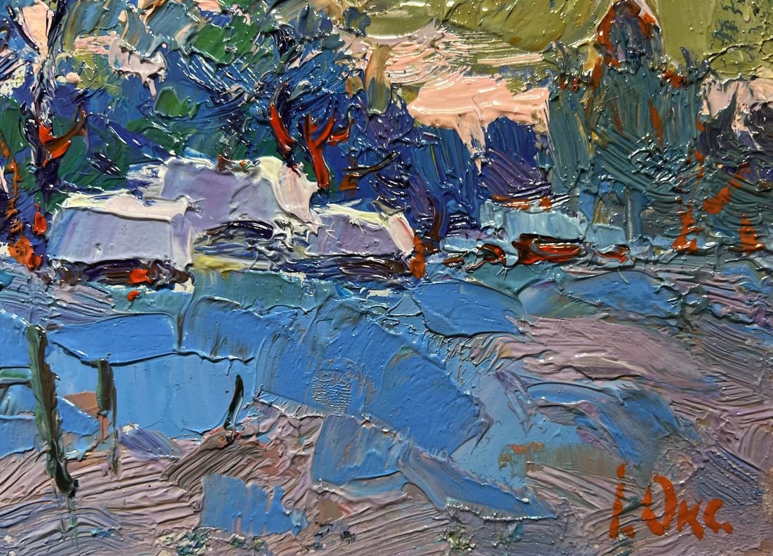 Oil painting Snowy village Oksana Kalenyuk - 9