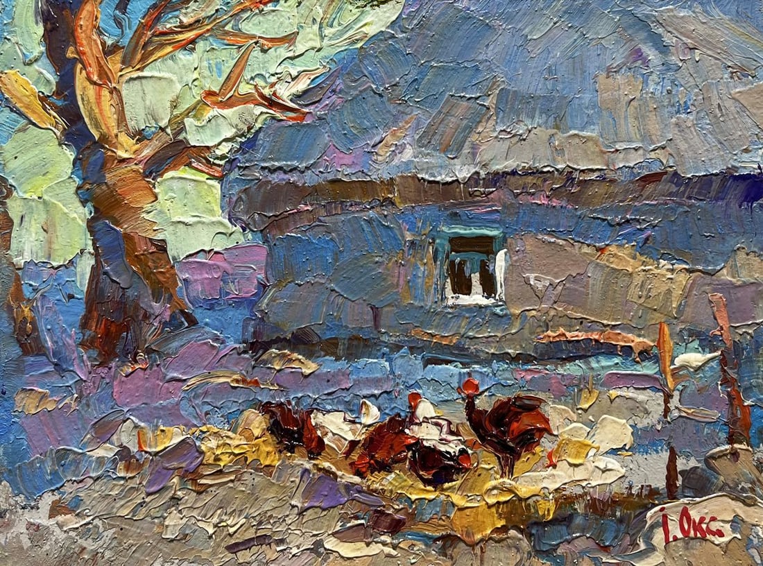 Oil painting Frost in the yard Oksana Kalenyuk - 3