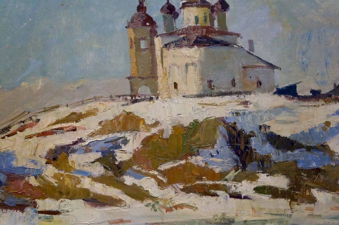 Oil painting Old church on the shore A. G. Gulyaev - 6