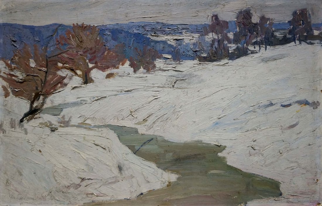 Oil painting Winter Chizhonkov Alexander Timofeevich: Title: Oil painting Winter Chizhonkov Alexander Timofeevich Description: NoVerns 720 *** ABOUT THIS PAINTING *** * TITLE: "Winter" * ARTISTS: Chizhonkov Alexander Timofeevich * SIZE: 46x70