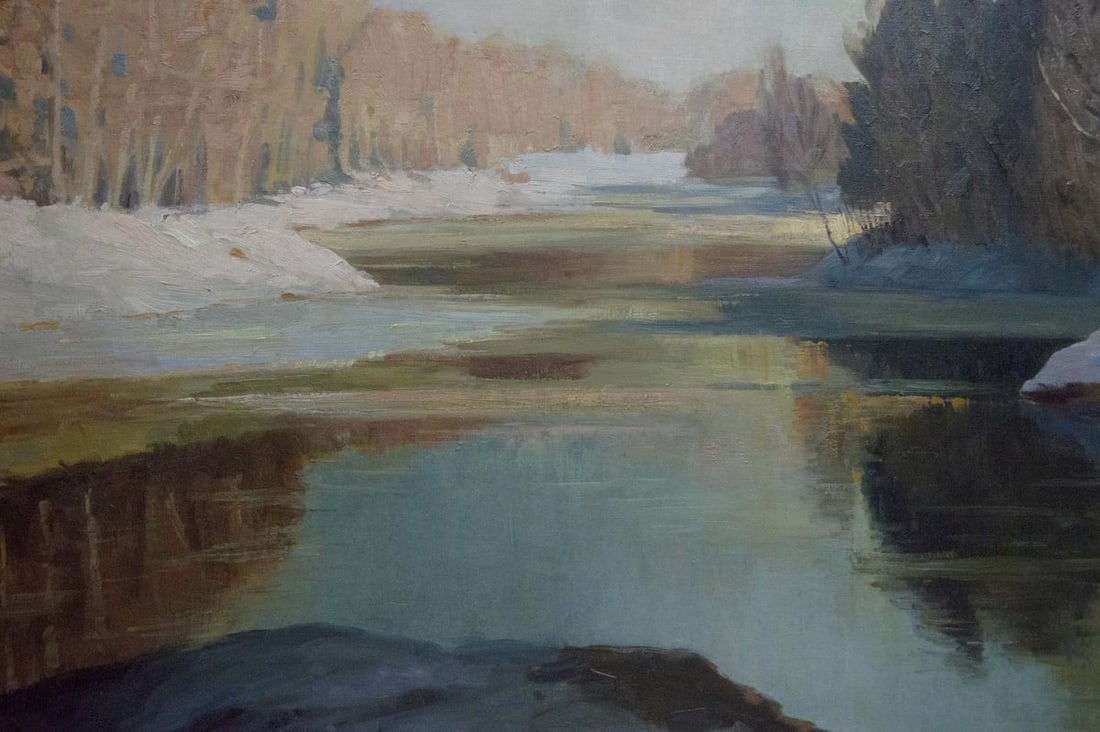 Oil painting River landscape in winter Smirnov Mikhail Sergeevich - 3