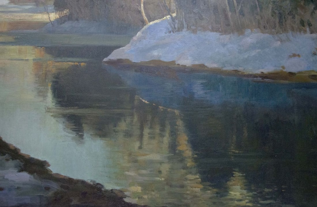 Oil painting River landscape in winter Smirnov Mikhail Sergeevich - 5