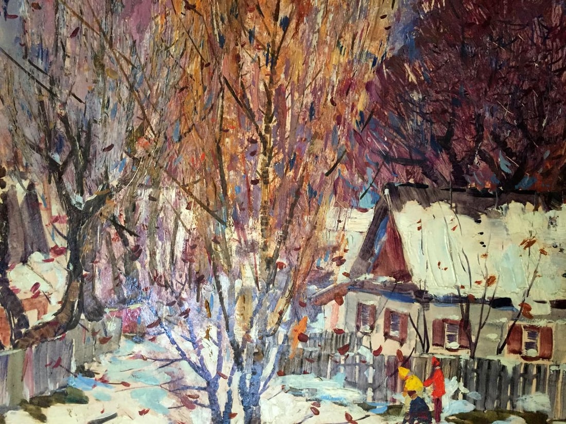 Oil painting First snow - 3