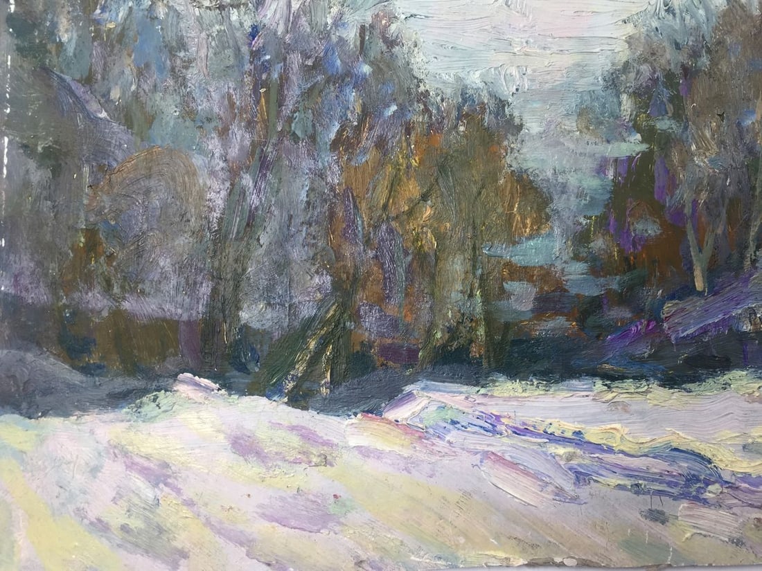 Oil painting Winter time original picture painter - 2