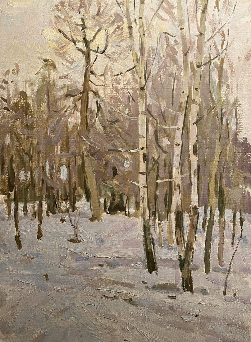 Oil painting Three birch trees in the park Nikolai Bortnikov (1 of 8)