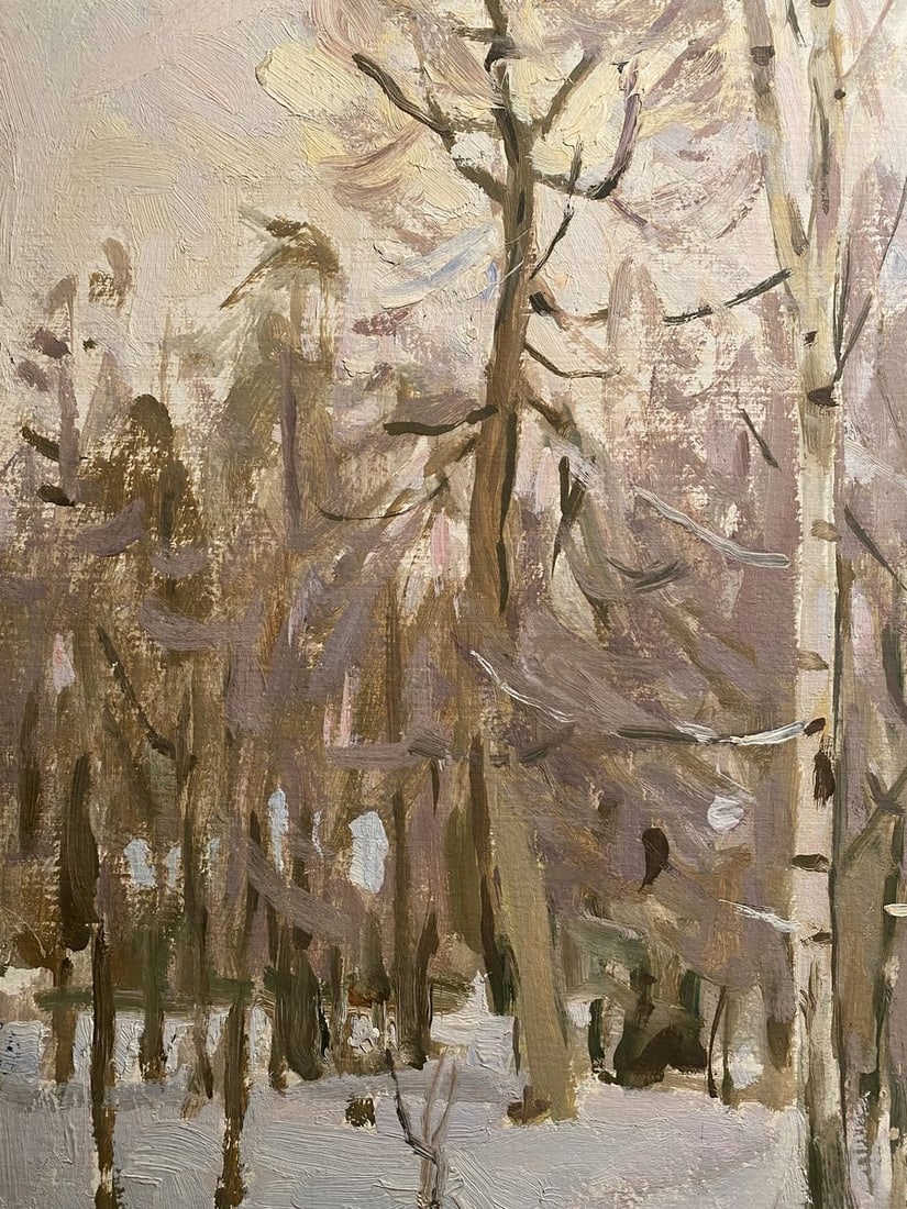Oil painting Three birch trees in the park Nikolai Bortnikov - 2