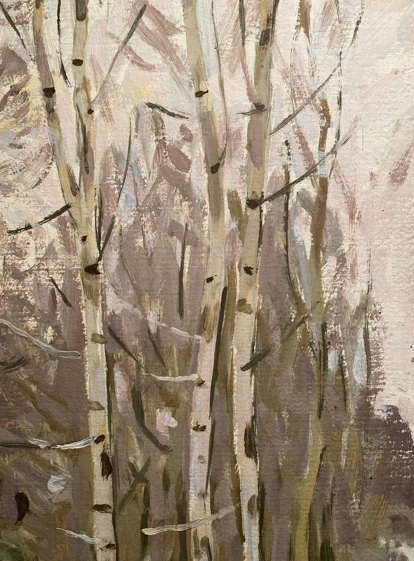 Oil painting Three birch trees in the park Nikolai Bortnikov - 3