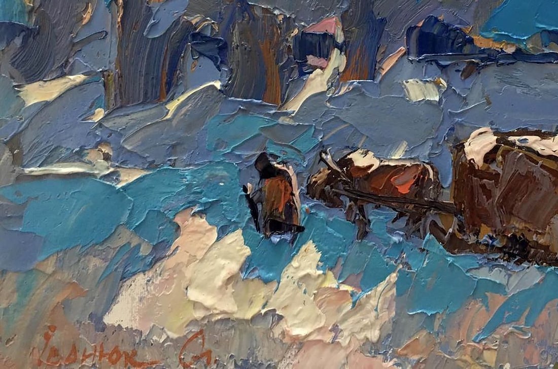 Oil painting Winter evening Kalenyuk Alex - 4