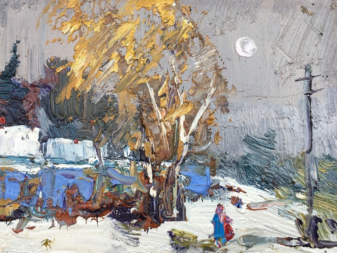 Oil painting Street in the snow Kalenyuk Alex - 5