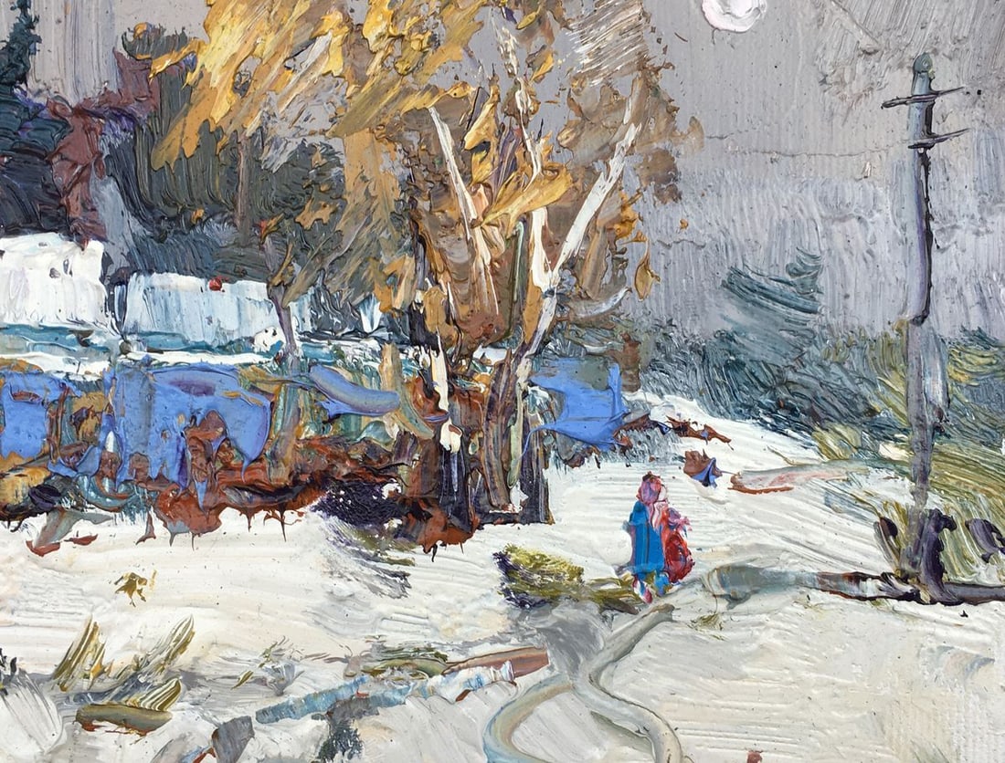 Oil painting Street in the snow Kalenyuk Alex - 6