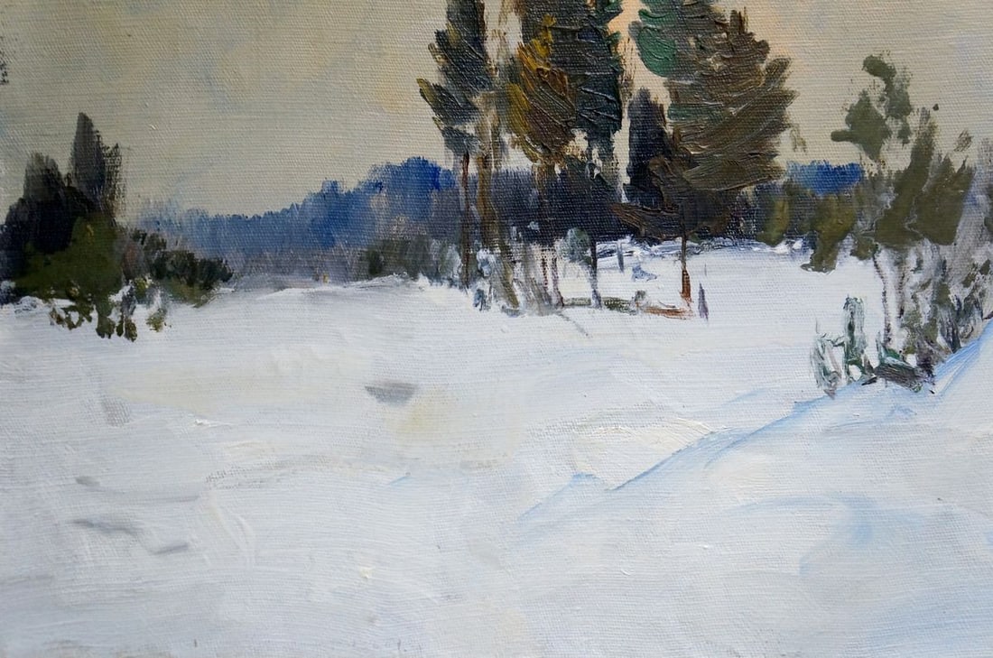Oil painting Winter landscape - 2