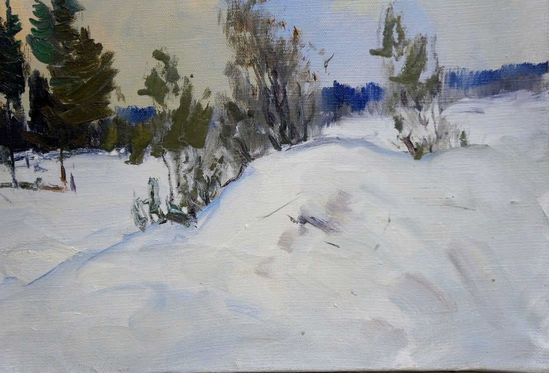 Oil painting Winter landscape - 5