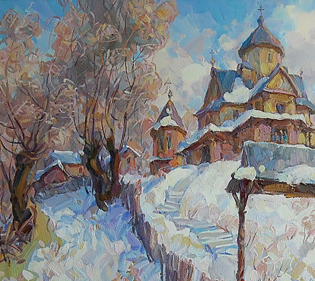 Oil painting Vorokhta Church of the 16th century Kotmin Dmitry - 2