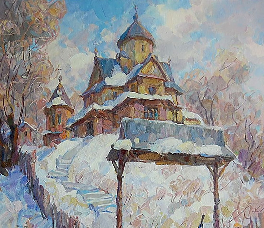 Oil painting Vorokhta Church of the 16th century Kotmin Dmitry - 3