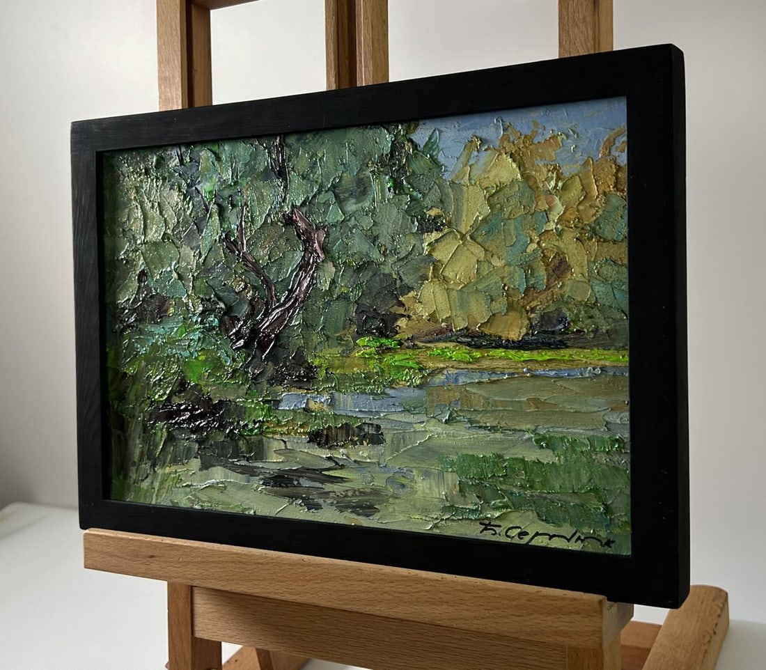 Oil painting Trees above the river Boris Serdyuk - 2